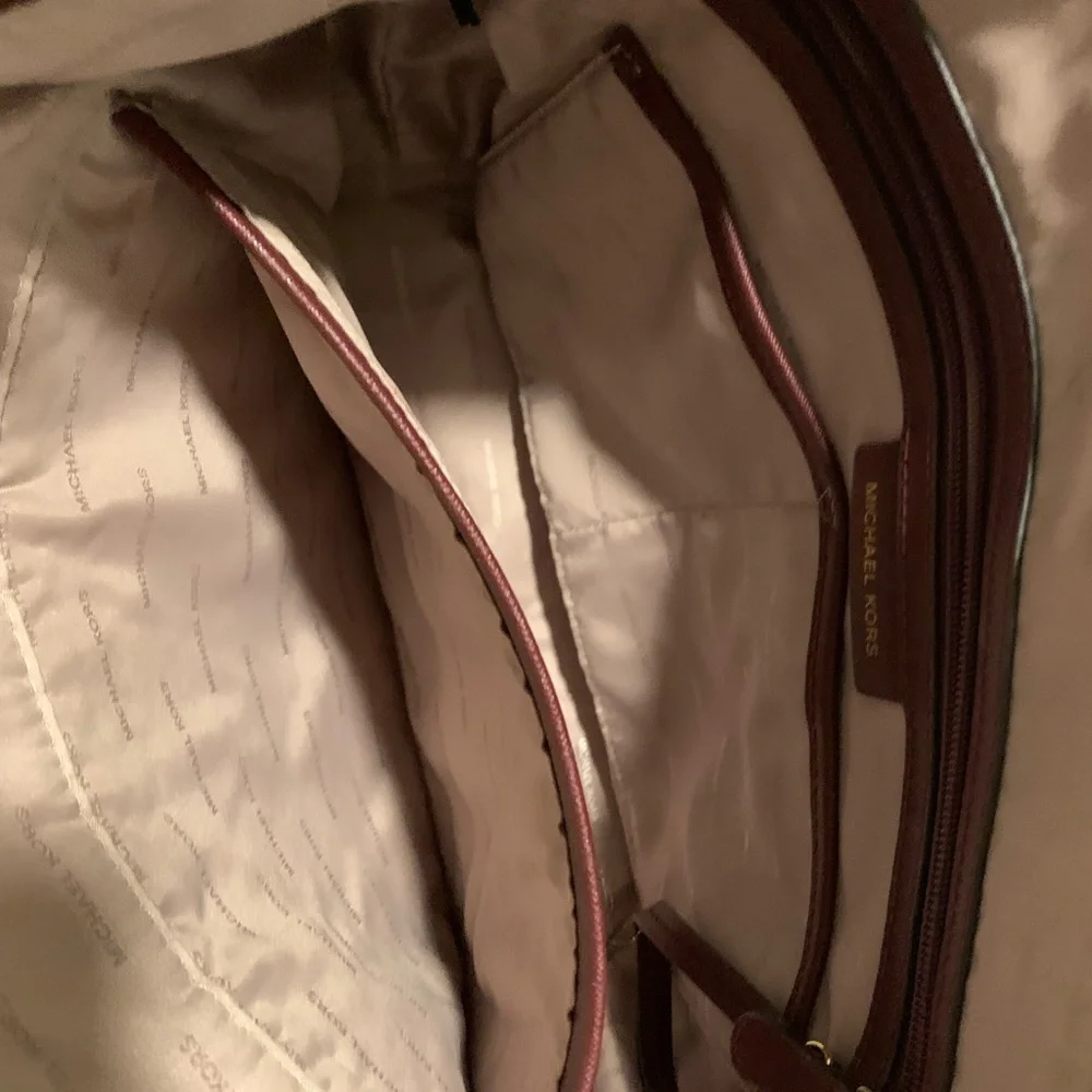 Michael Kors Burgundy Saffiano Leather Tote with Gold Hardware